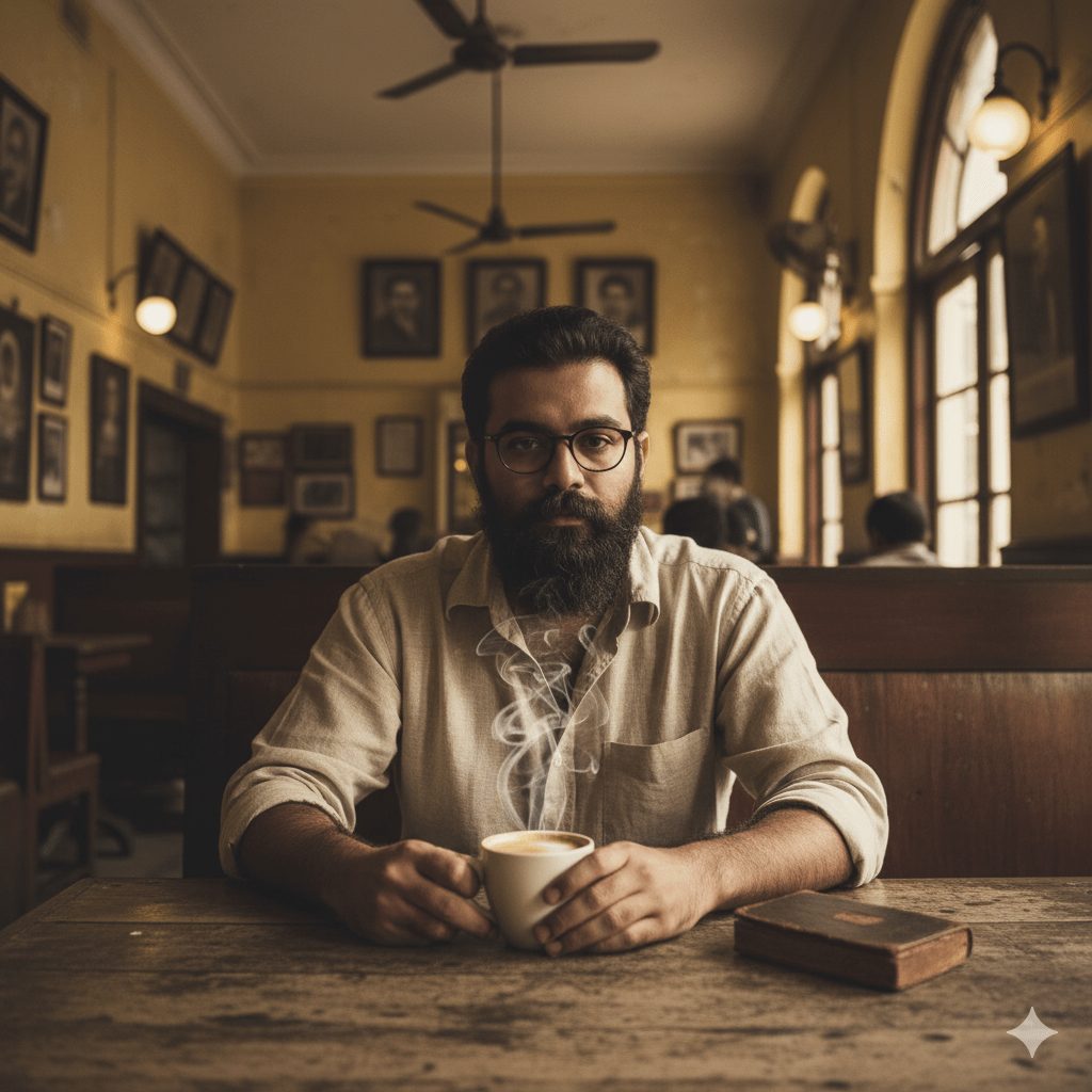 A striking dark-skinned woman with long straight hair, wearing a high-fashion black patent leather belted mini dress or coat with dramatic white and black fur trim on the collar and cuffs, and large diamond earrings.