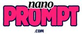 Vibrant logo for NanoPrompt.com featuring the word PROMPT in large pink letters with a dark blue outline, and the word nano in smaller black italic text placed above.