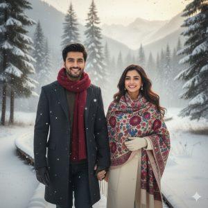 Indian Couple in Snowy Valleys